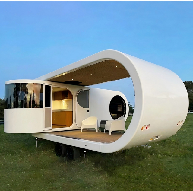 Conception moderne modulaire de maison pr&eacute;fabriqu&eacute;e de type capsule de maison de villa de structure m&eacute;tallique d'extension t&eacute;lescopique