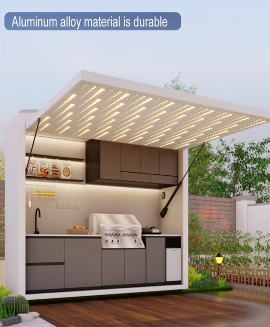 Moderner K&uuml;chenschrank aus Edelstahl f&uuml;r Gartenm&ouml;bel mit Schuppen f&uuml;r G&auml;stehaus