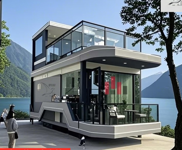 Casa mobile a capsula di lusso con struttura in acciaio, lega di alluminio, vetro temperato Low-E (design moderno personalizzabile