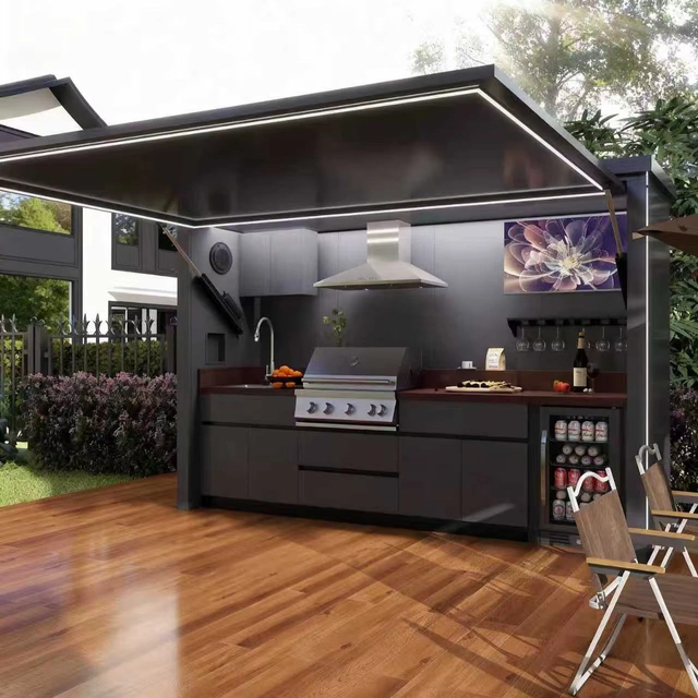 Arm&aacute;rios de cozinha modulares ecol&oacute;gicos para churrasco ao ar livre e horta para pousada