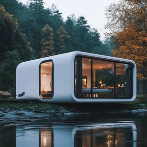 Apple Cabin Modernes, atmungsaktives, quadratisches, einschichtiges Stahlkonstruktions-Containermaterial-Apartmenthaus, mobiler, malerischer Au&szlig;enbereich